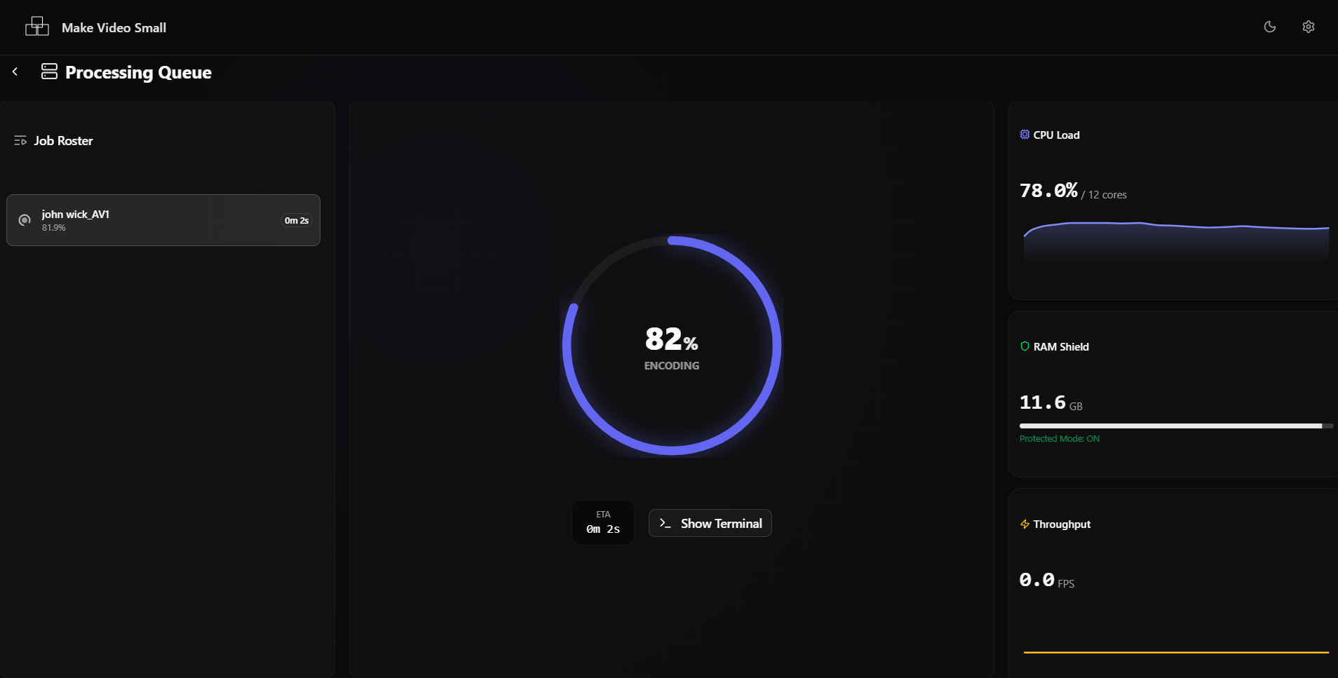 Make Video Small Processing Queue